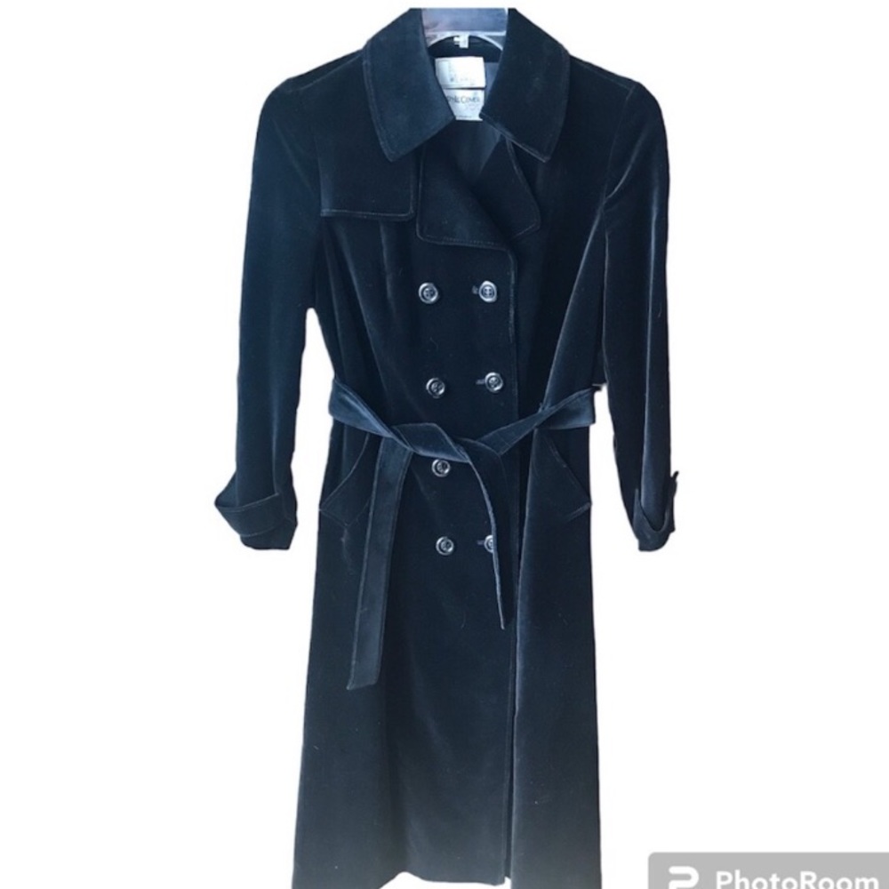 Vintage Black Velvet Sport Coat Bullock’s Wilshire Roth-Le Cover Sz 10 Belted
